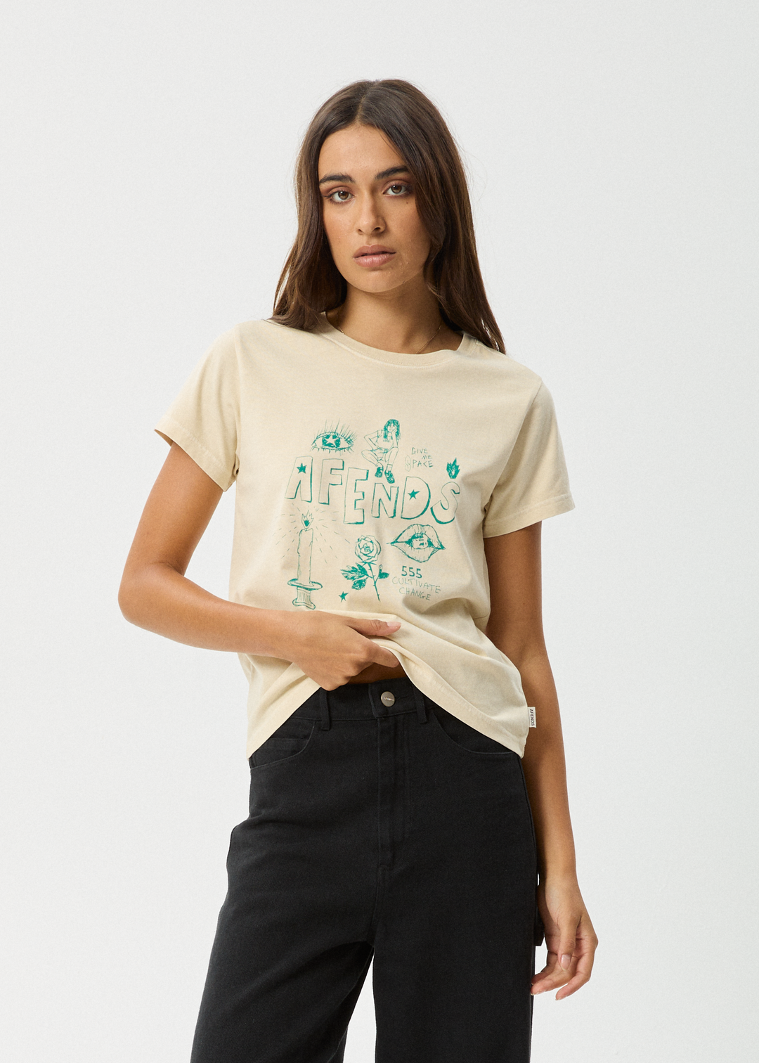 AFENDS Womens Homeroom - Classic T-Shirt - Sesame 