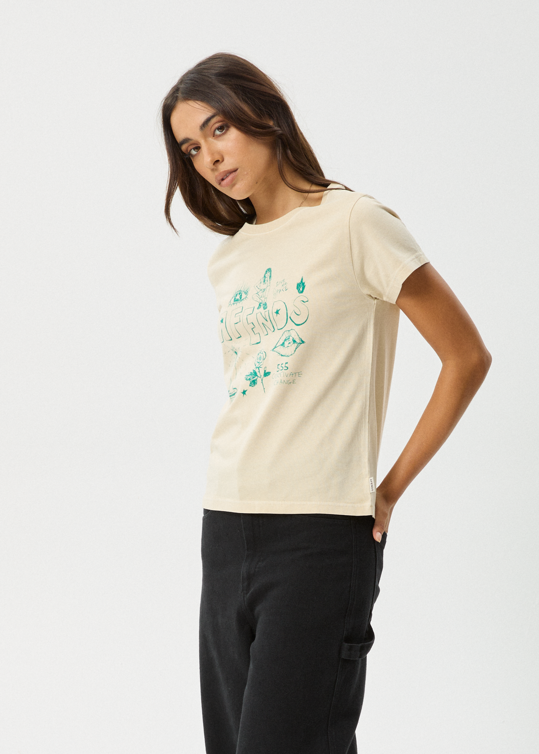 AFENDS Womens Homeroom - Classic T-Shirt - Sesame 