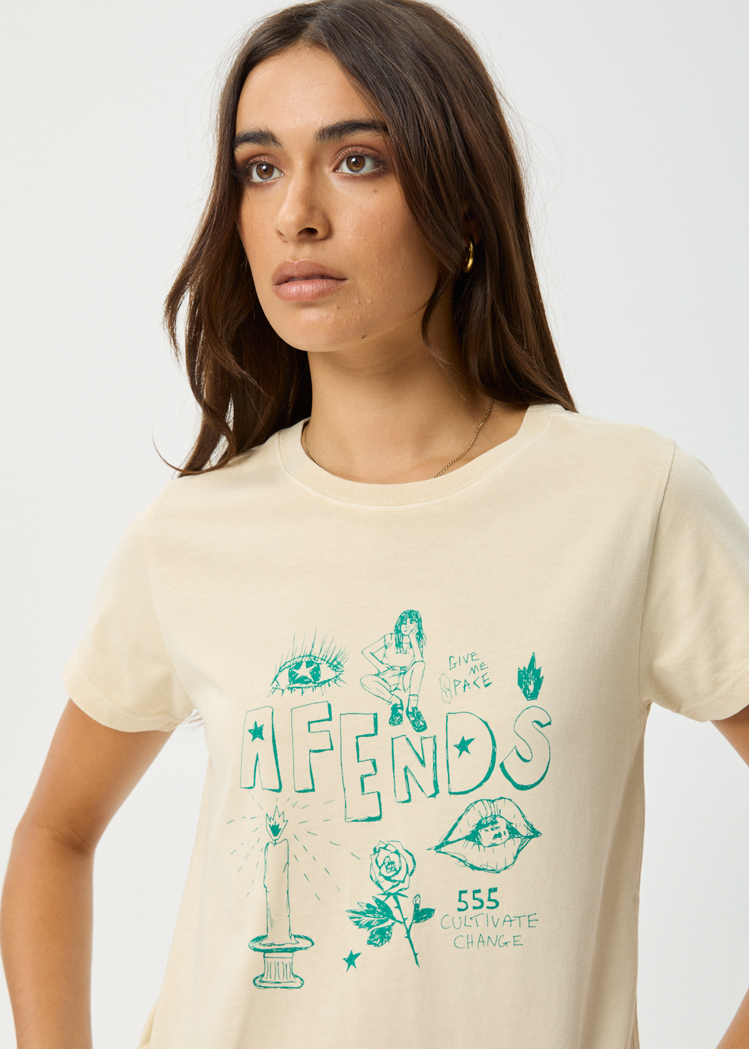 AFENDS Womens Homeroom - Classic T-Shirt - Sesame 