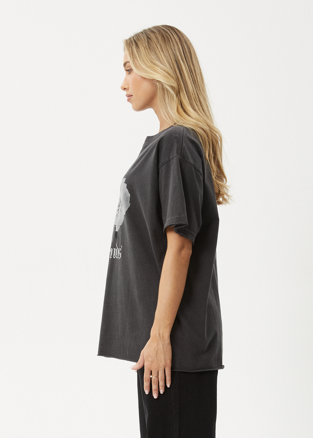 AFENDS Womens Sweet Juliet - Oversized T-Shirt - Stone Black 