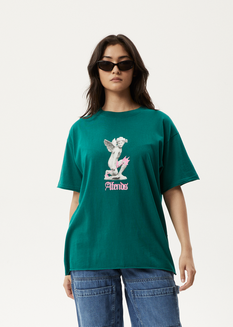 Afends Womens Fight Or Flight - Oversized T-Shirt - Pine