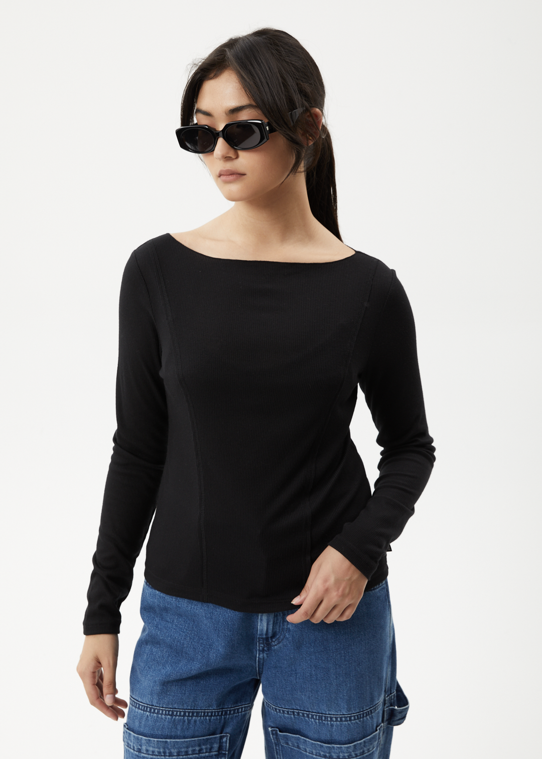 AFENDS Womens Mirage Bamboo - Sheer Long Sleeve Top - Black 