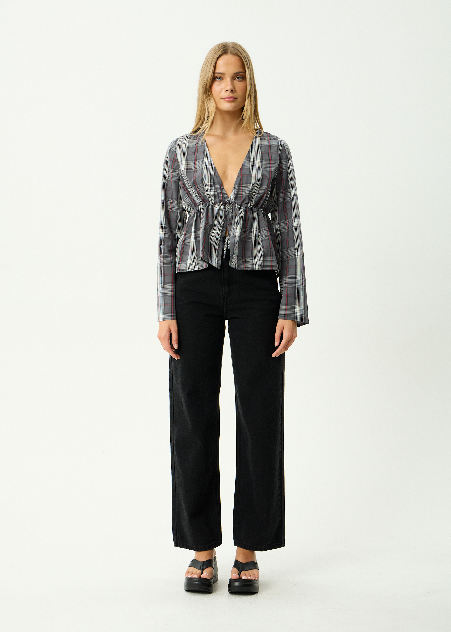 AFENDS Womens Eboni - Tie Top - Gunmetal