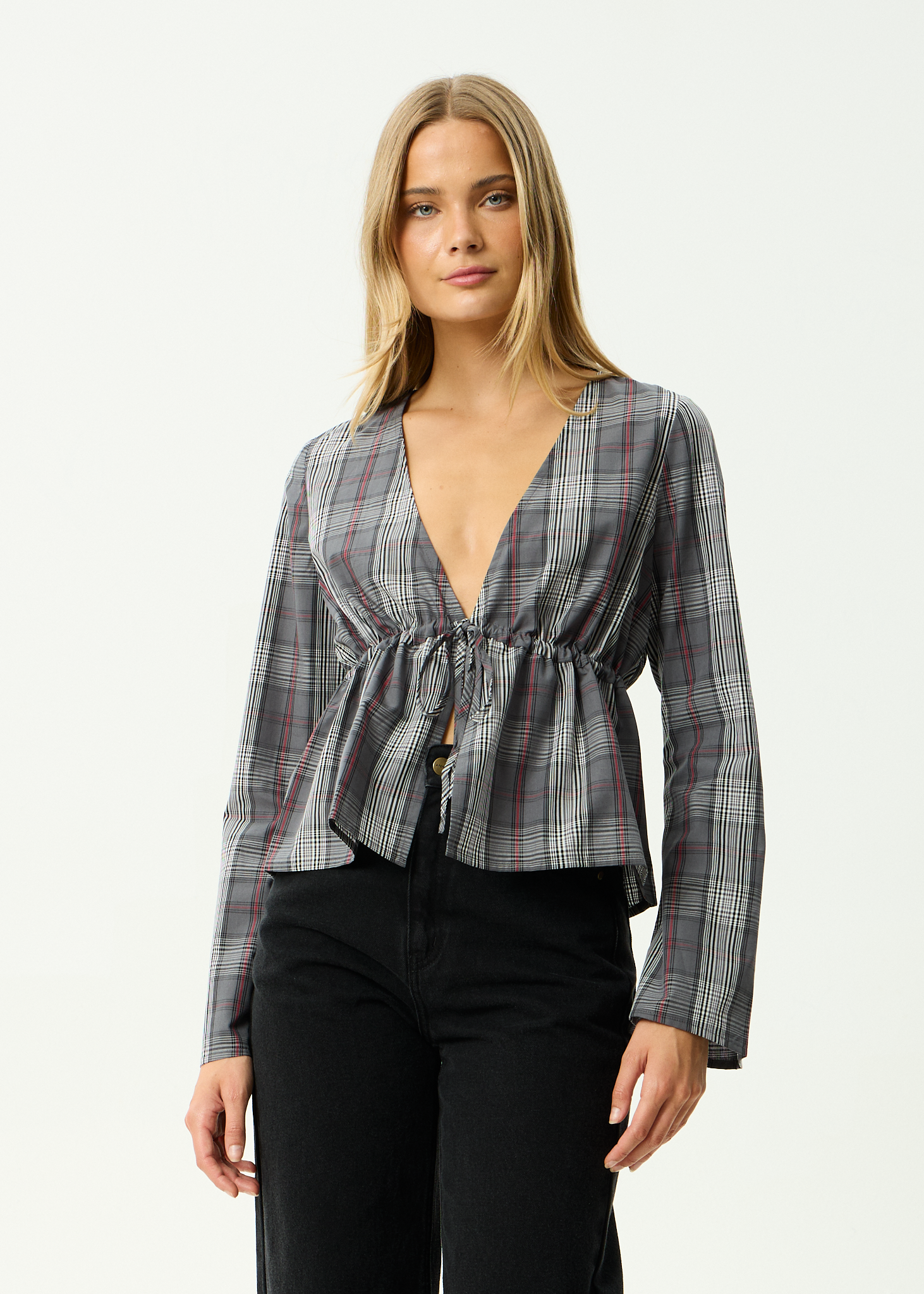 AFENDS Womens Eboni - Tie Top - Gunmetal