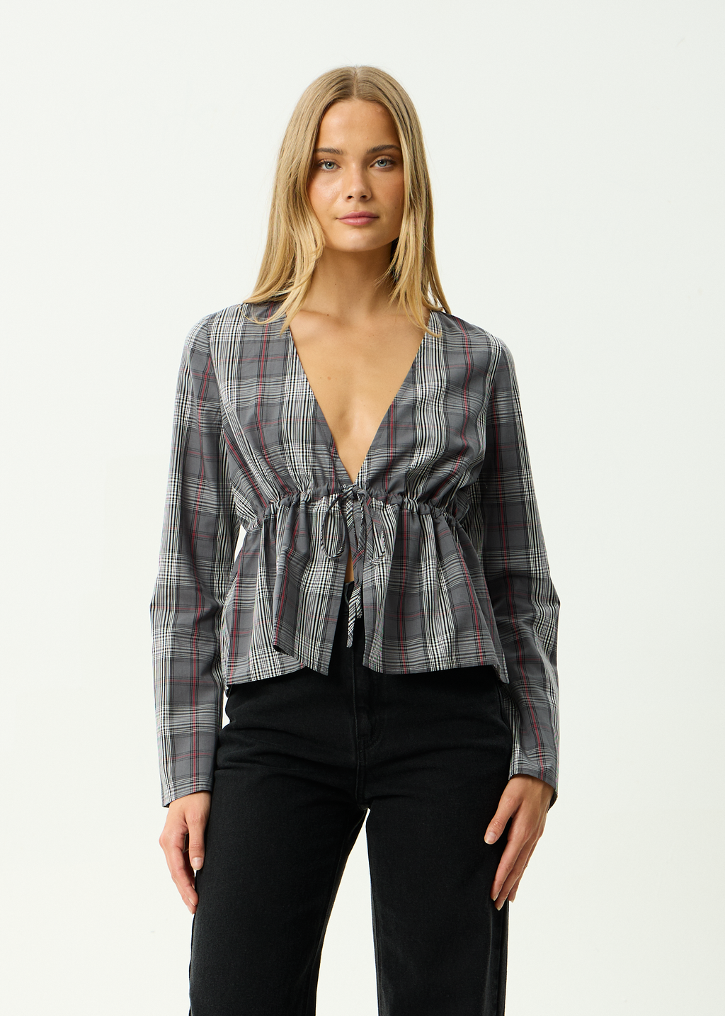 AFENDS Womens Eboni - Tie Top - Gunmetal