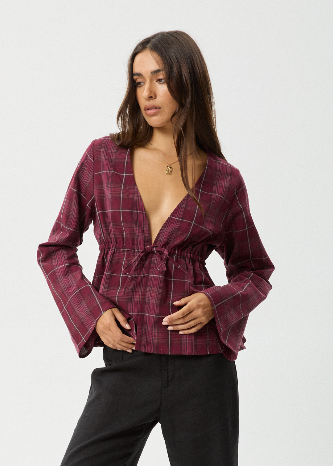 AFENDS Womens Eboni - Tie Top - Port 