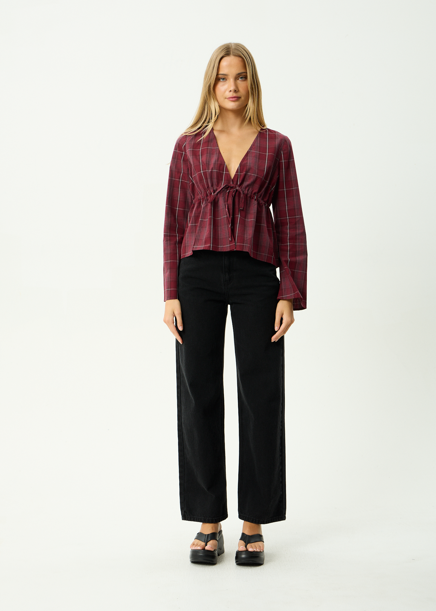 AFENDS Womens Eboni - Tie Top - Port