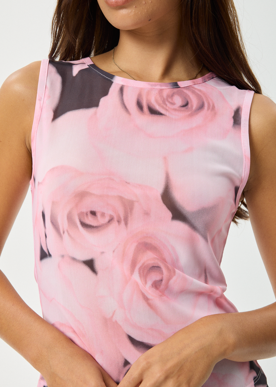 AFENDS Womens Marinette - Sheer Sleeveless Top - Rose 