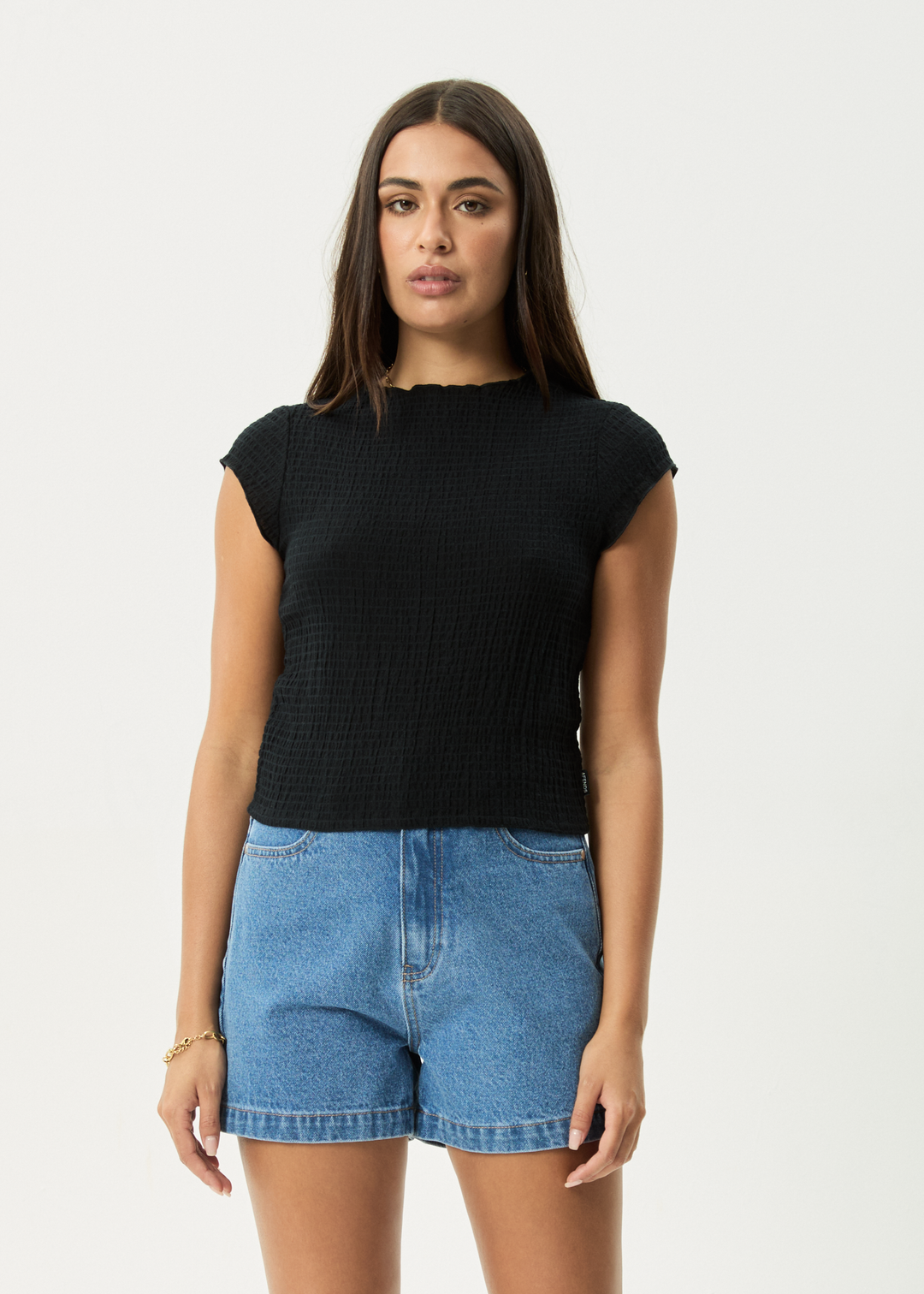 AFENDS Womens Focus - Seersucker Top - Black