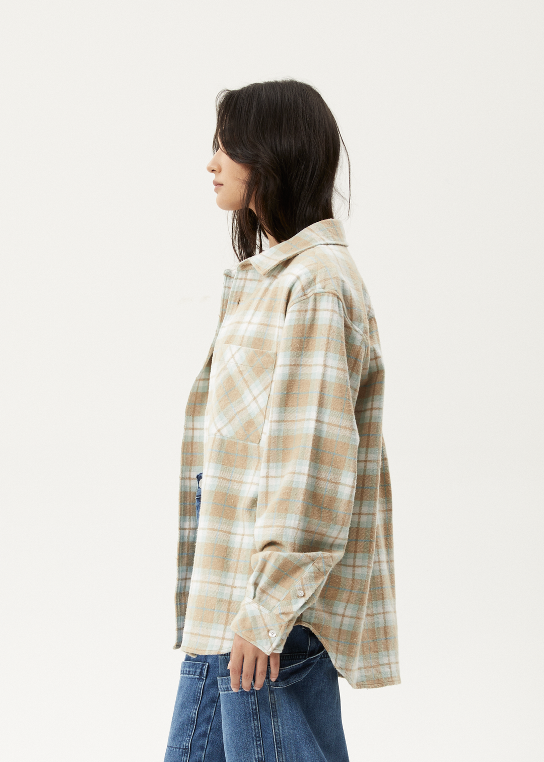 AFENDS Womens Lighthouse - Flannel Shirt - Taupe 