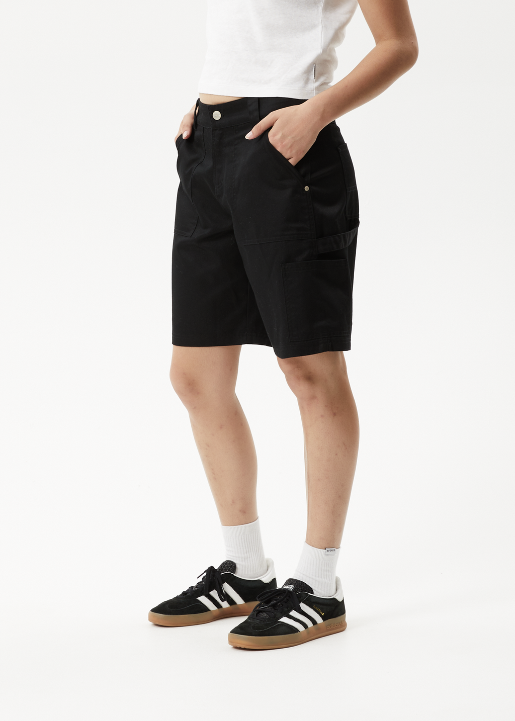 AFENDS Womens Carly - Low Rise Workwear Short - Black