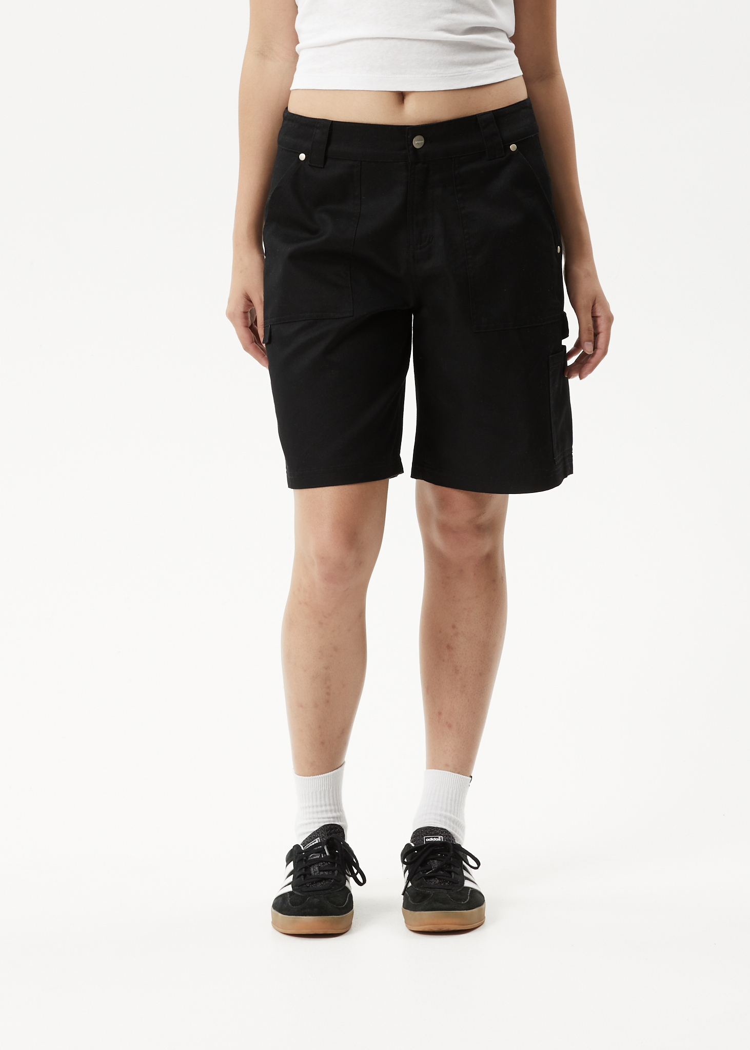 AFENDS Womens Carly - Low Rise Workwear Short - Black
