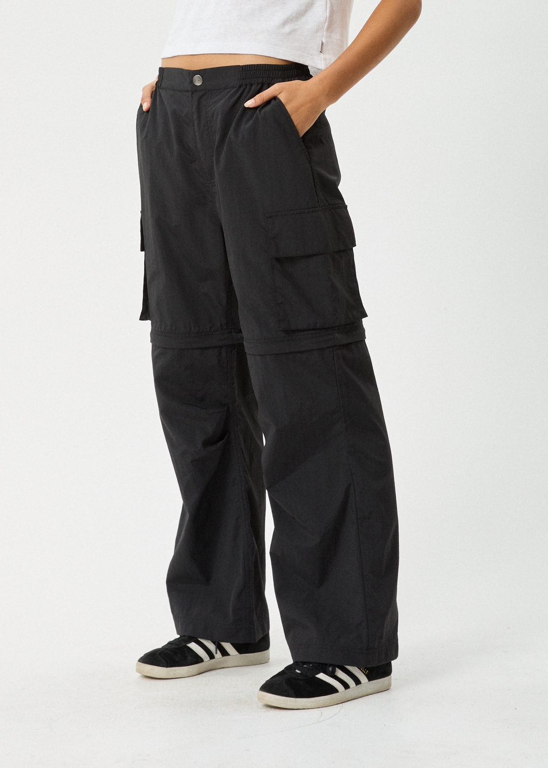 AFENDS Womens Instinct - Zip Off Cargo Pants - Black 