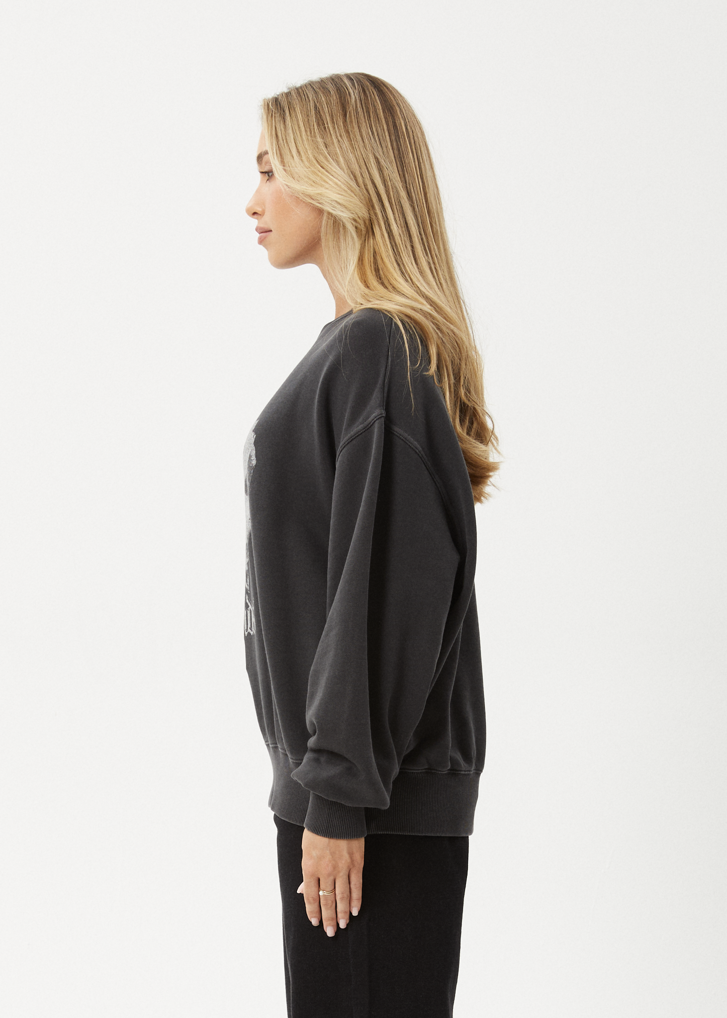 AFENDS Womens Sweet Juliet - Crew Neck Jumper - Stone Black