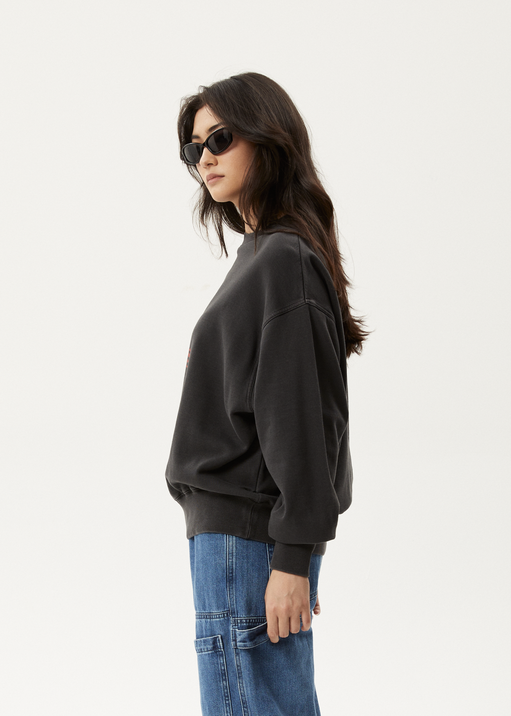 AFENDS Womens Worlds Above - Crew Neck Jumper - Charcoal