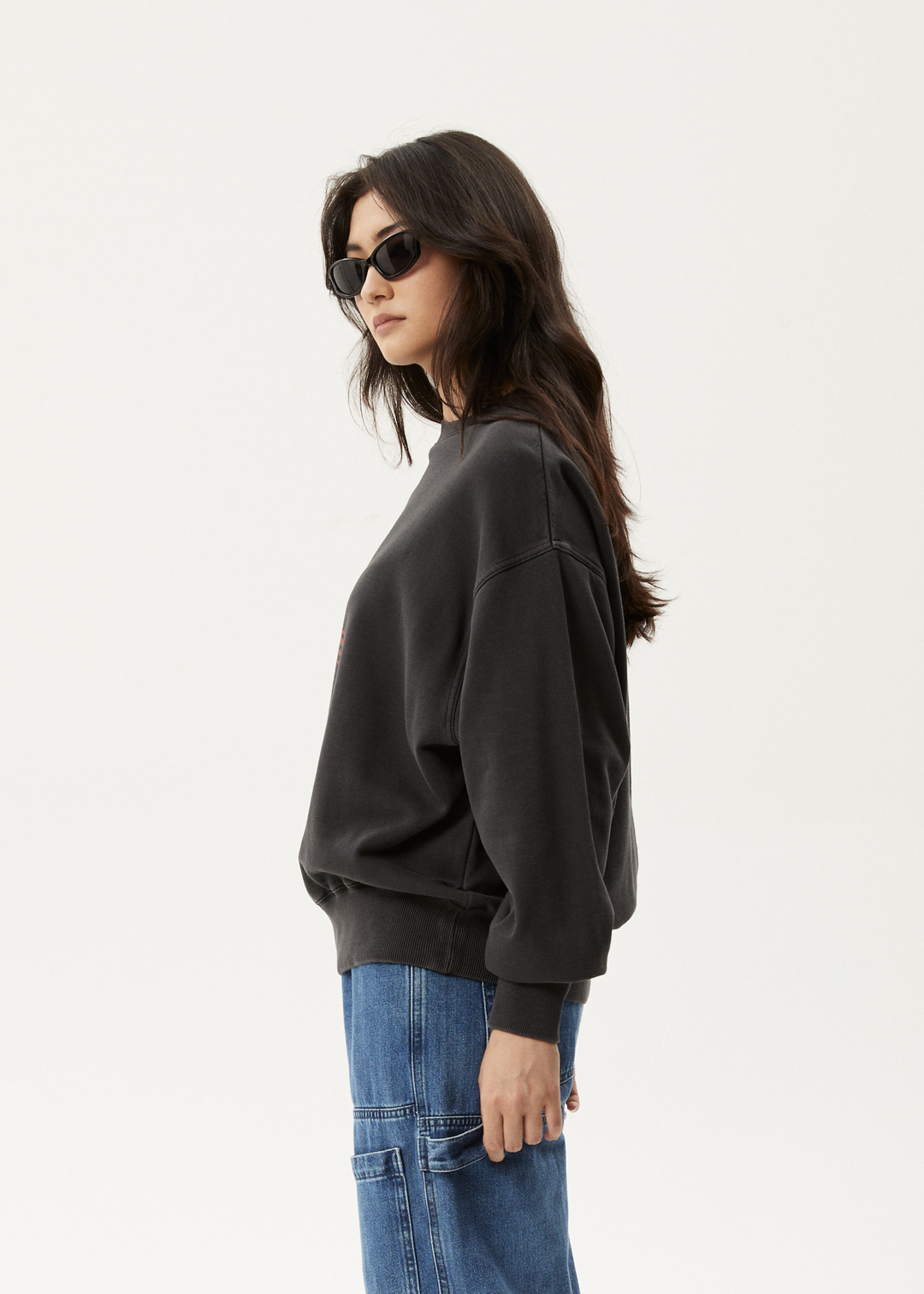 AFENDS Womens Worlds Above - Crew Neck - Charcoal 