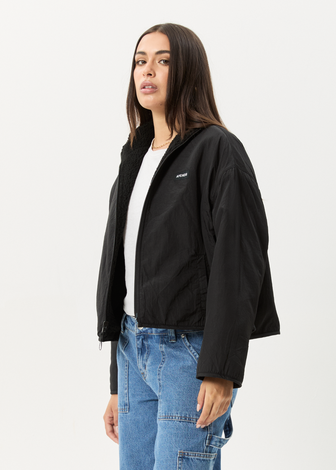 AFENDS Womens Berlin - Reversible Polar Fleece Jacket - Black