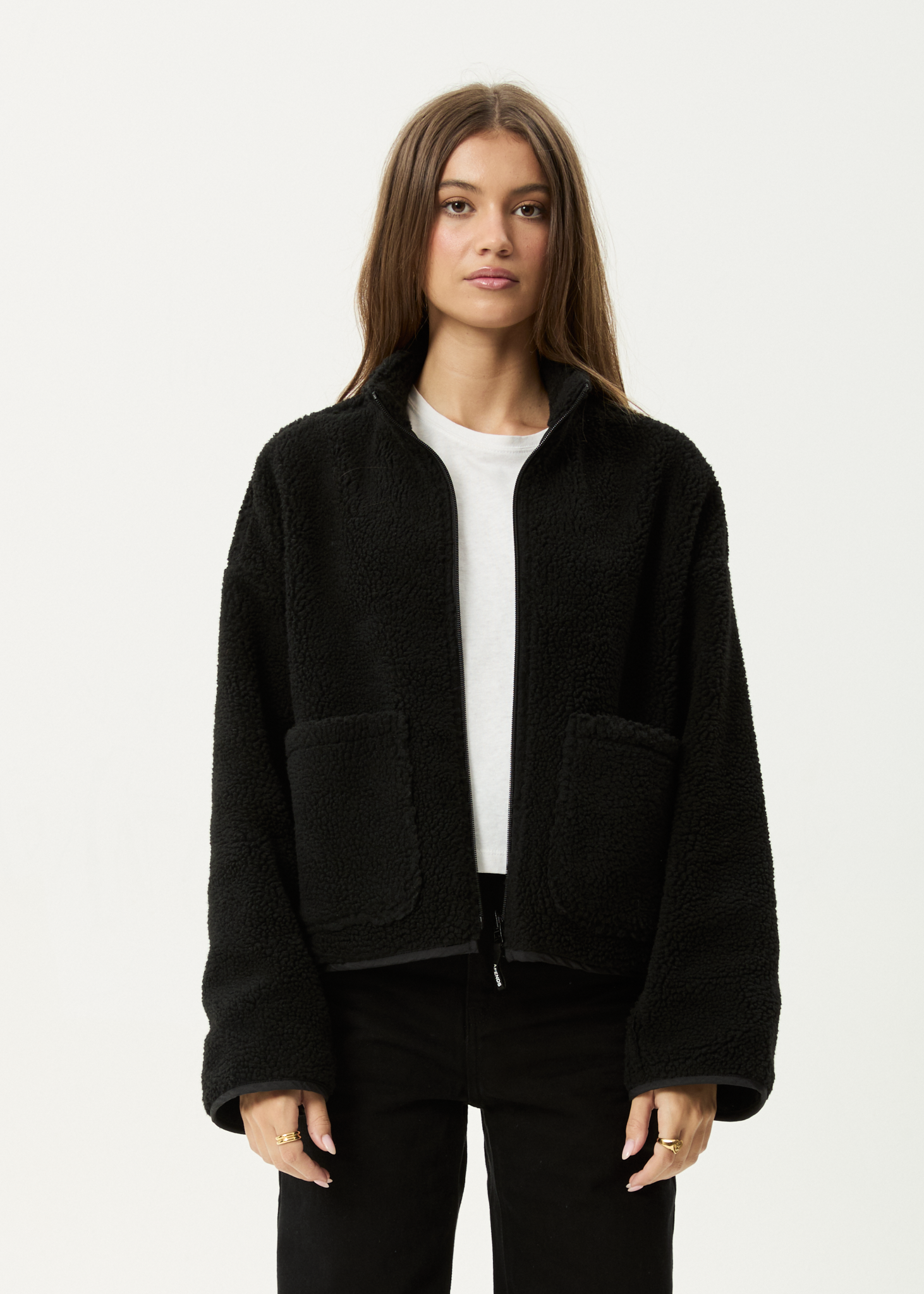 AFENDS Womens Berlin - Reversible Polar Fleece Jacket - Black