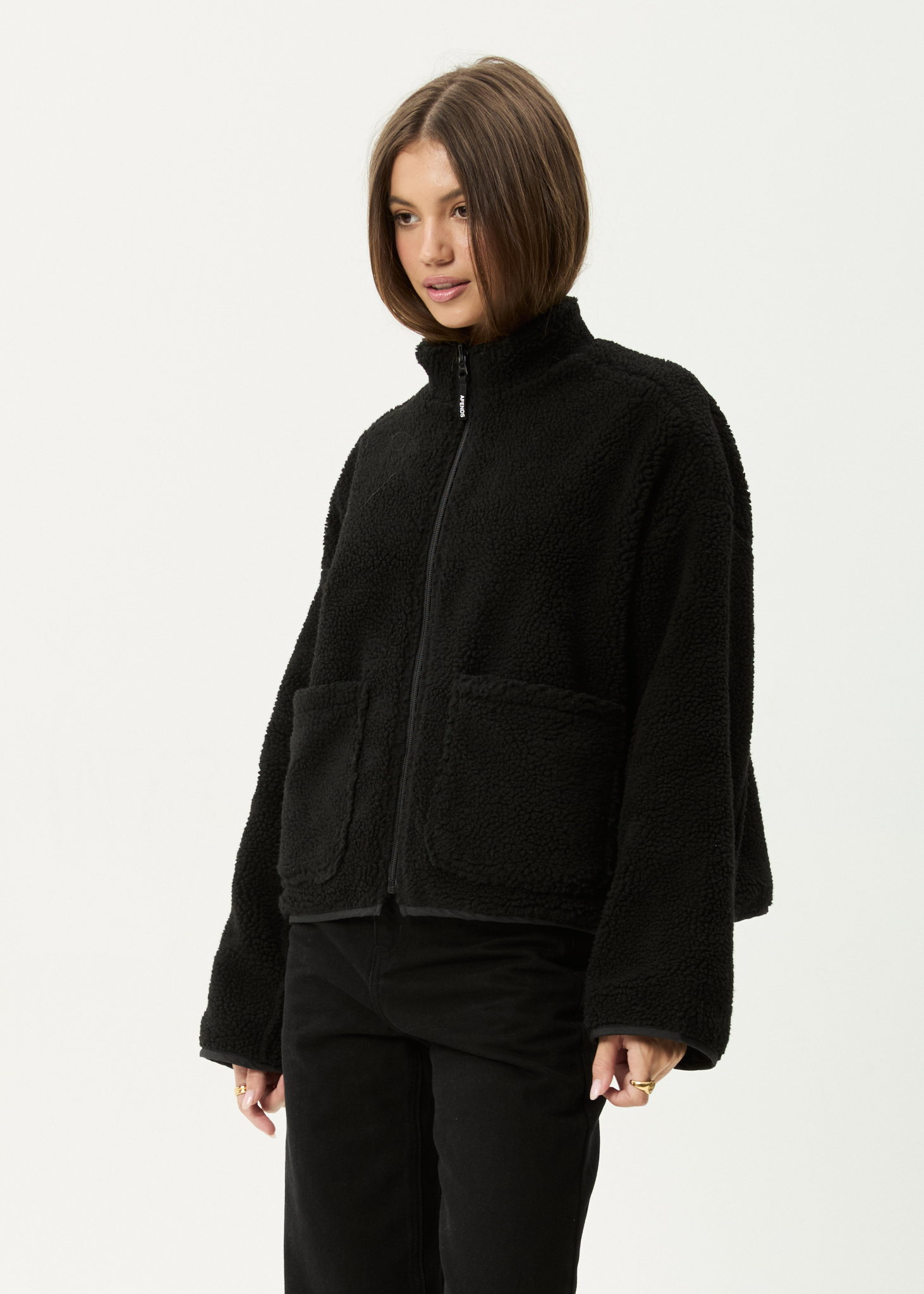 AFENDS Womens Berlin - Reversible Polar Fleece Jacket - Black