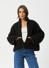 Afends Womens Berlin - Reversible Polar Fleece Jacket - Black - Afends womens berlin   reversible polar fleece jacket   black 