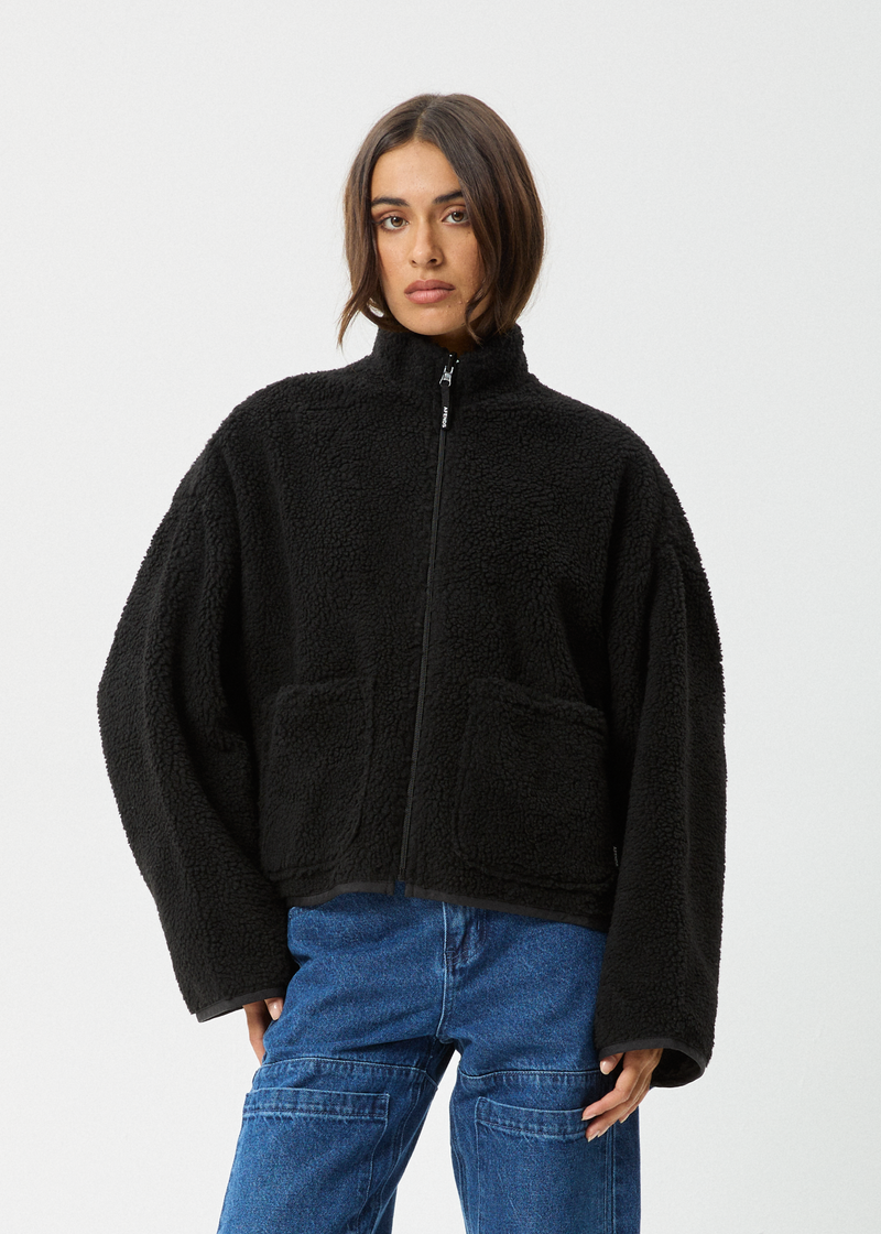 Afends Womens Berlin - Reversible Polar Fleece Jacket - Black
