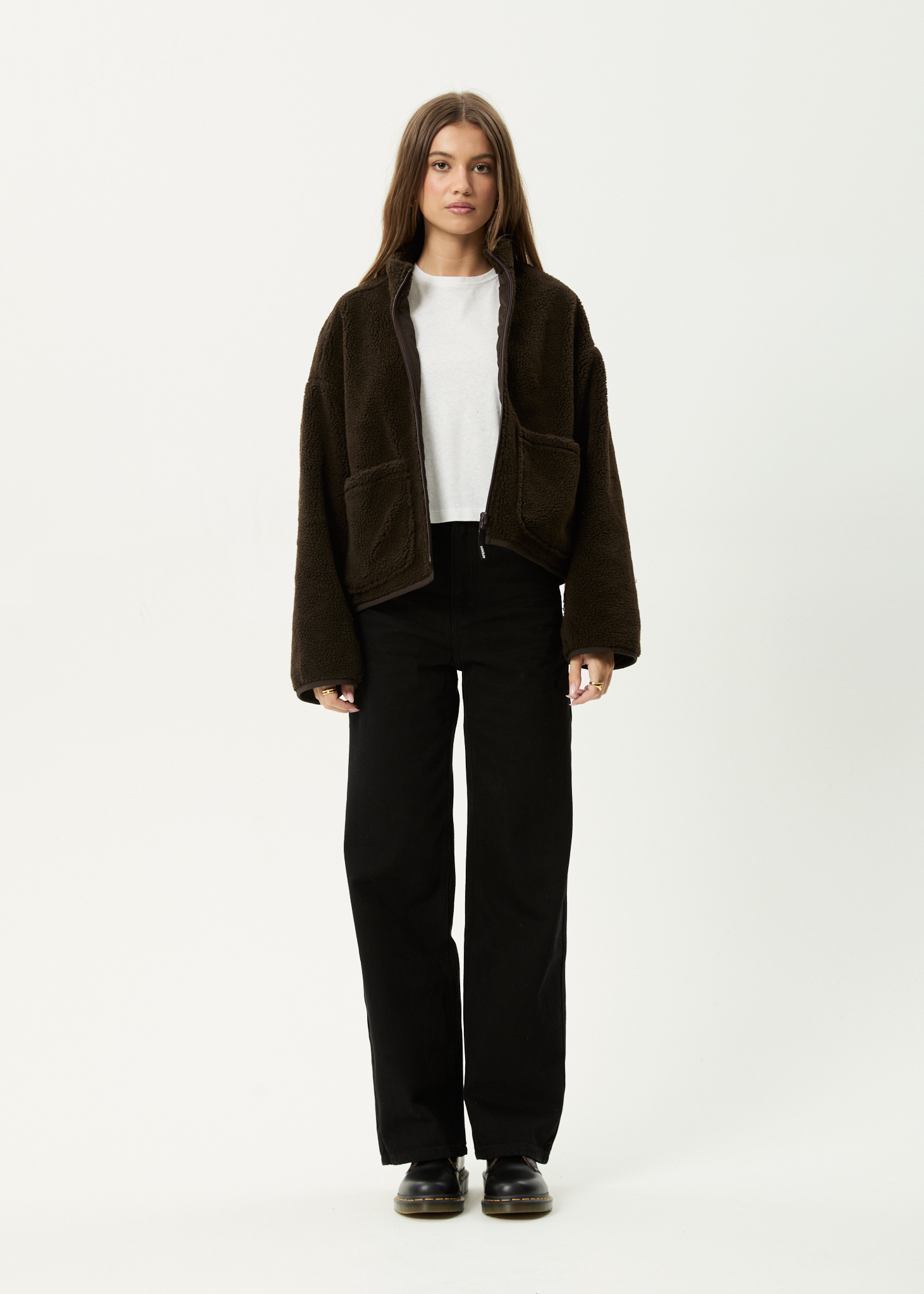 AFENDS Womens Berlin - Reversible Polar Fleece Jacket - Coffee