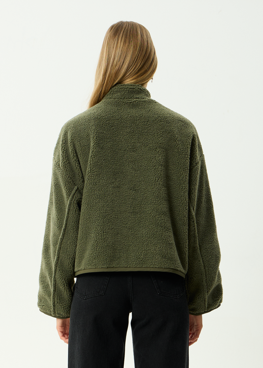 AFENDS Womens Berlin - Reversible Recycled Polar Fleece Jacket - Deep Olive