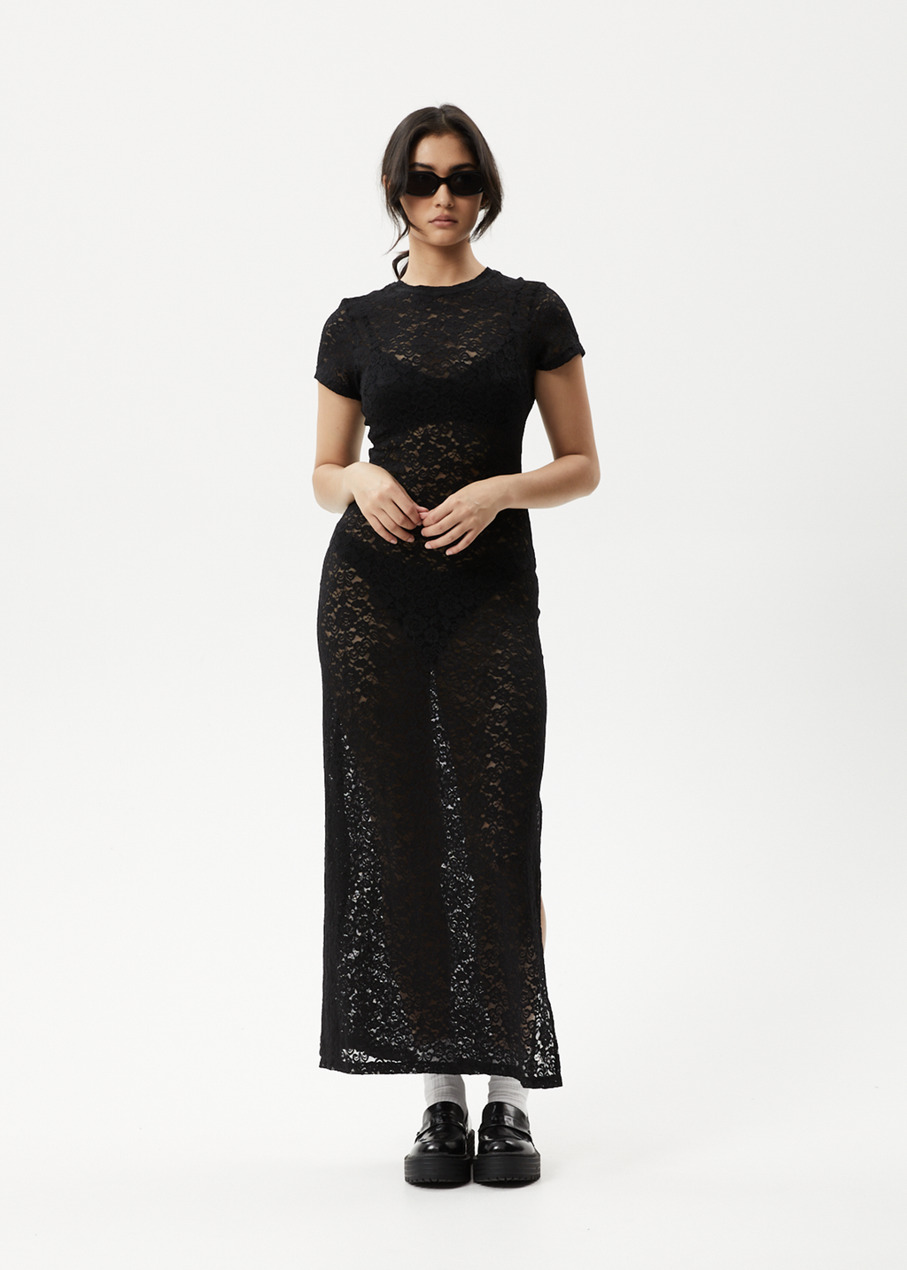 AFENDS Womens Poet - Lace Maxi Dress - Black 
