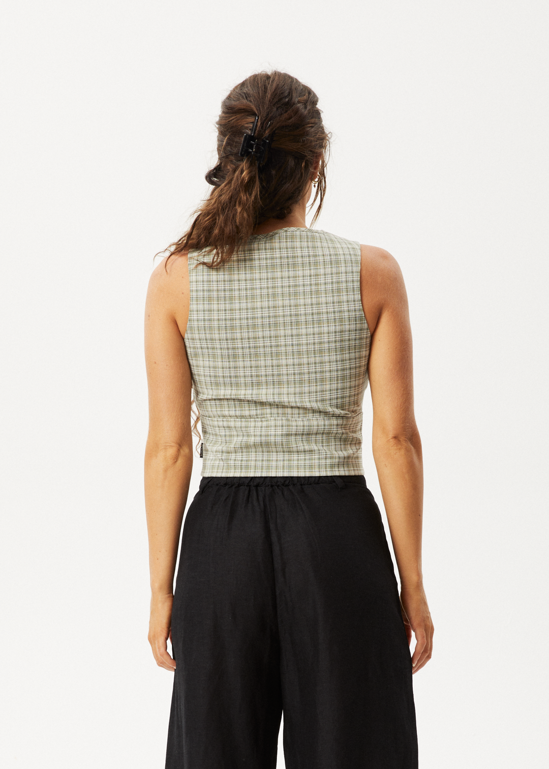 AFENDS Womens Willow Check - Top - Military Check 