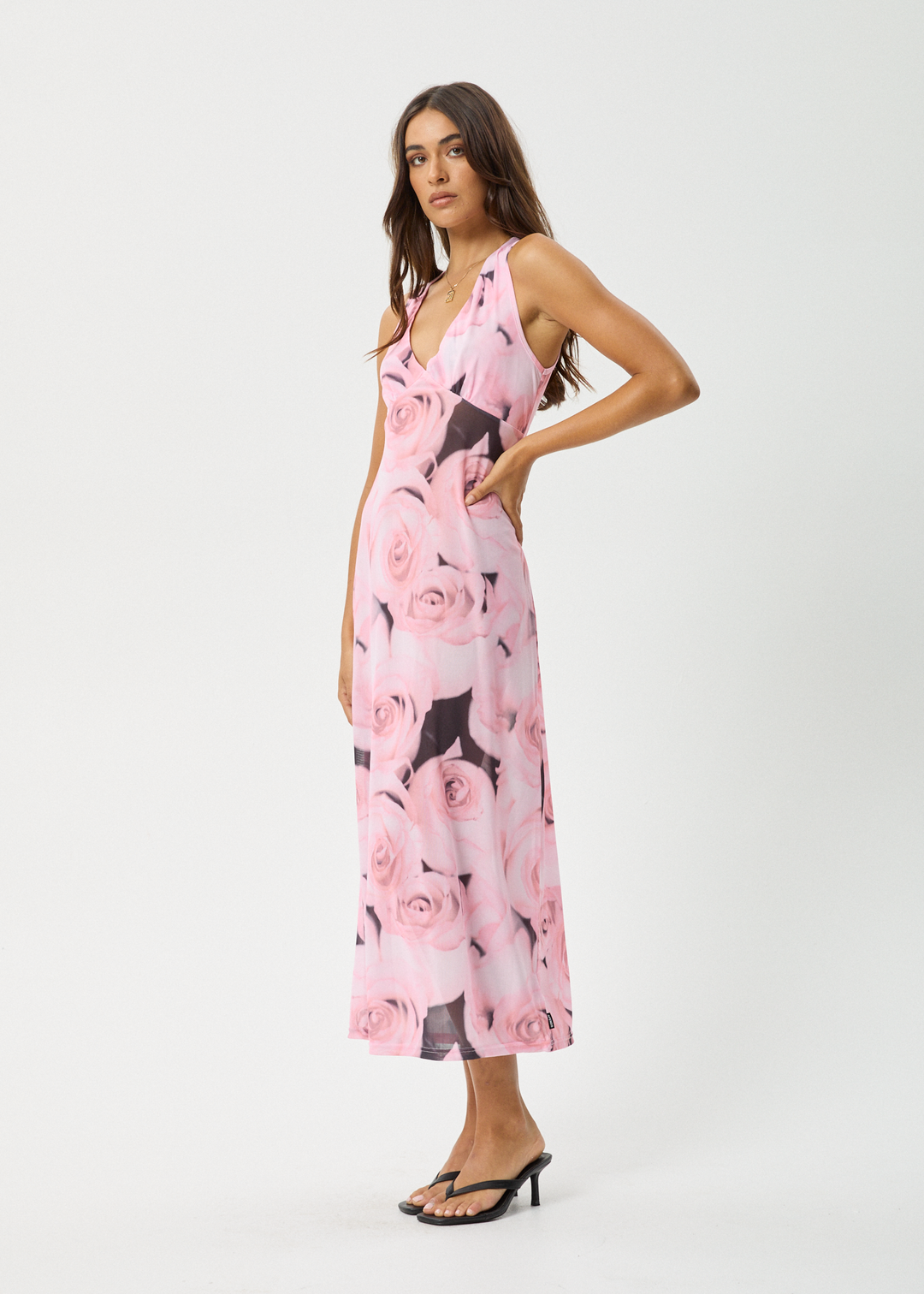 AFENDS Womens Marinette - Sheer Maxi Dress - Rose 