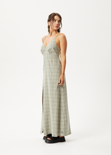 Afends Womens Willow Check - Maxi Dress - Military Check - Afends womens willow check   maxi dress   military check 