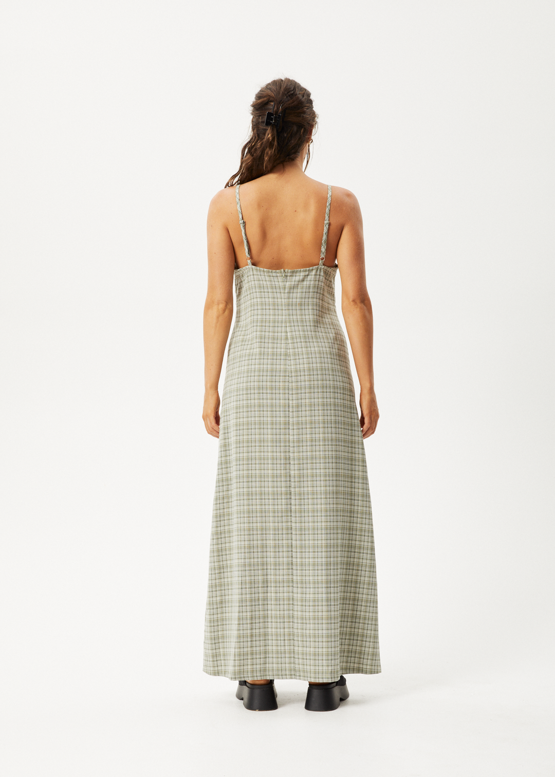 AFENDS Womens Willow Check - Maxi Dress - Military Check 