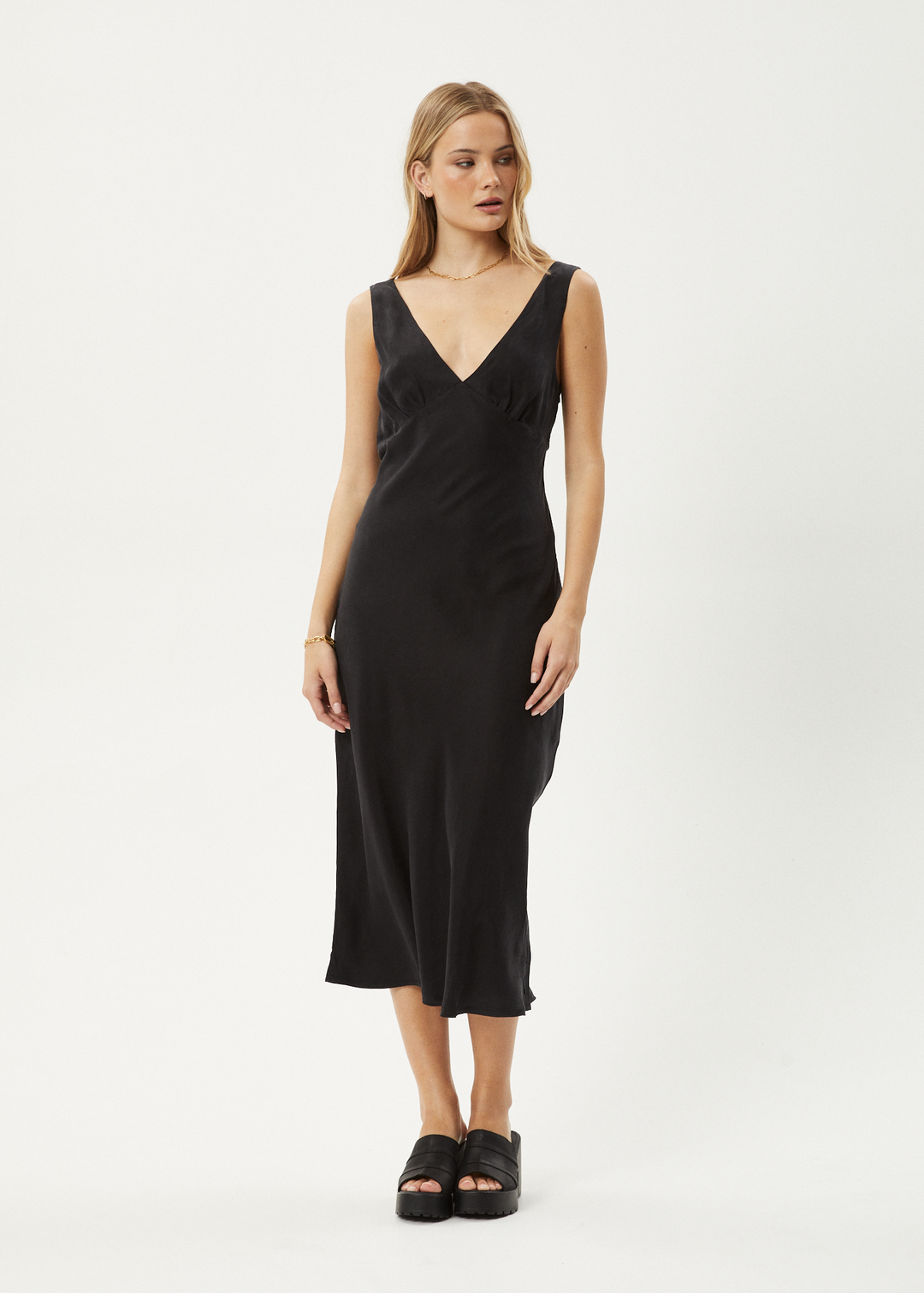 AFENDS Womens Gia - Cupro Maxi Dress - Black 