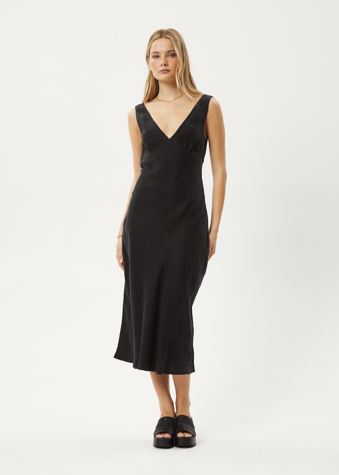 AFENDS Womens Gia - Cupro Maxi Dress - Black 