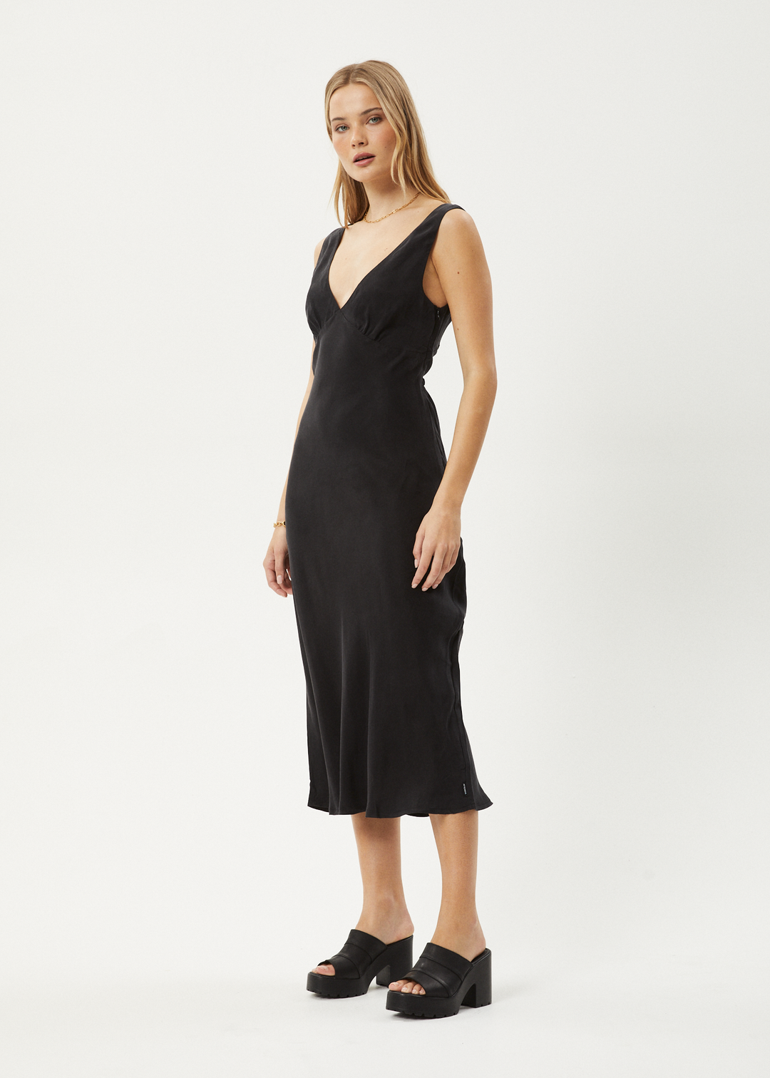 AFENDS Womens Gia - Cupro Maxi Dress - Black 