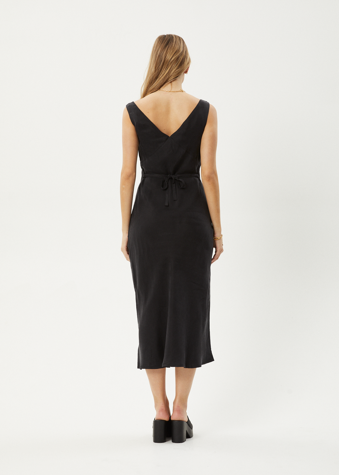 AFENDS Womens Gia - Cupro Maxi Dress - Black 