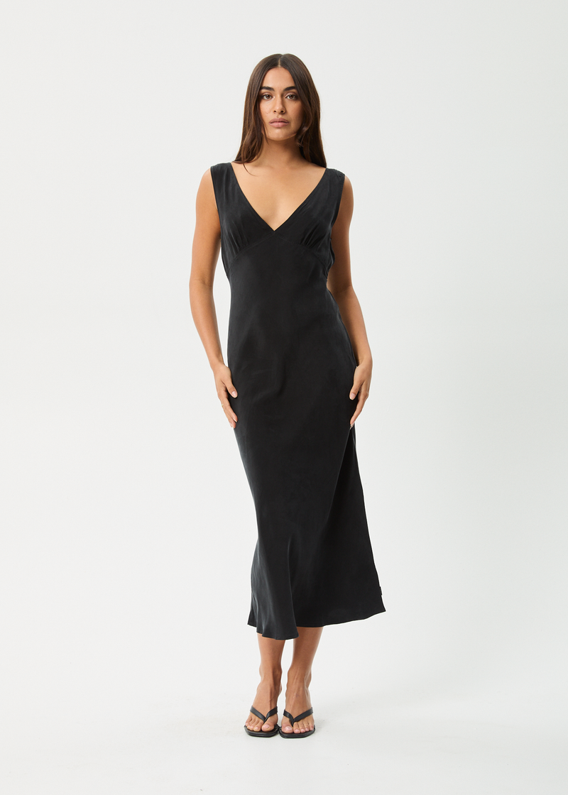 AFENDS Womens Gia - Cupro Maxi Dress - Black