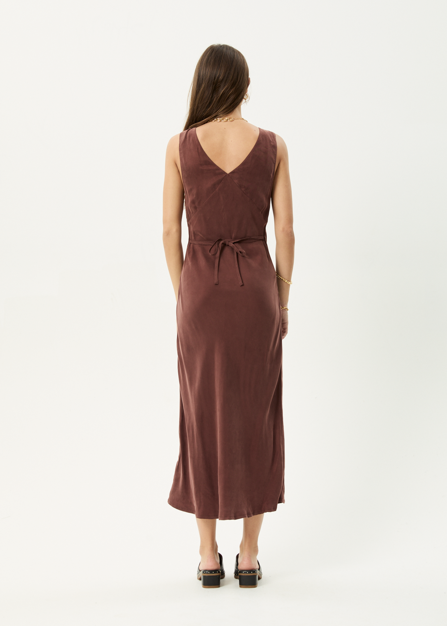 AFENDS Womens Gia - Cupro Maxi Dress - Hazelnut