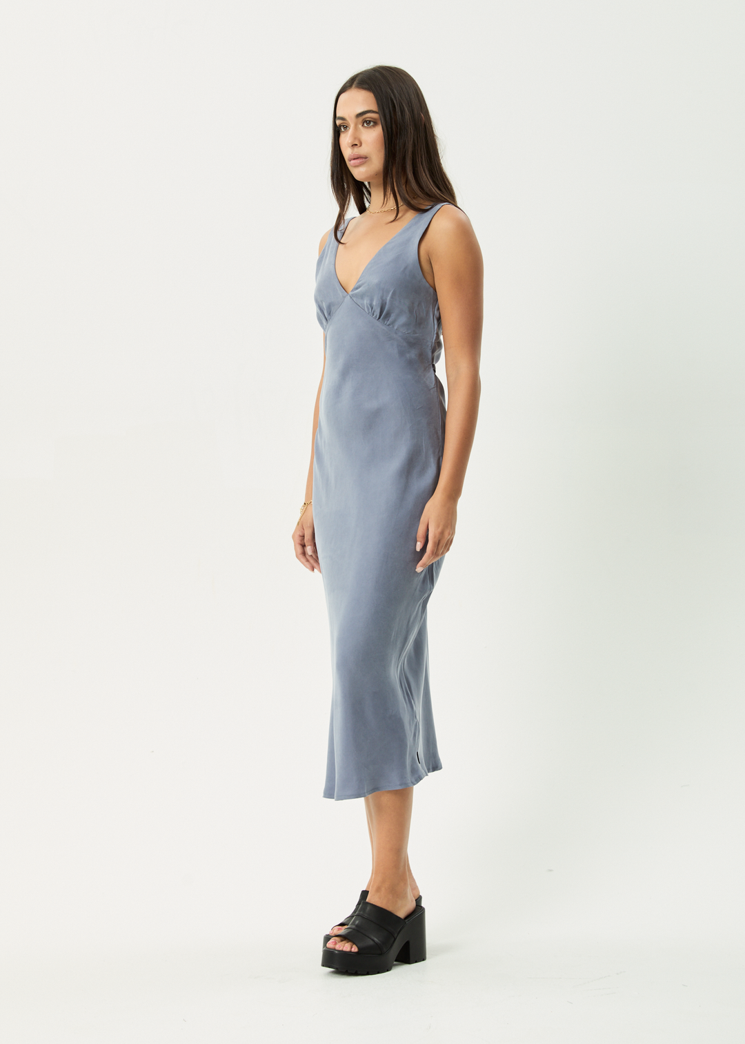 AFENDS Womens Gia - Cupro Maxi Dress - Marlin