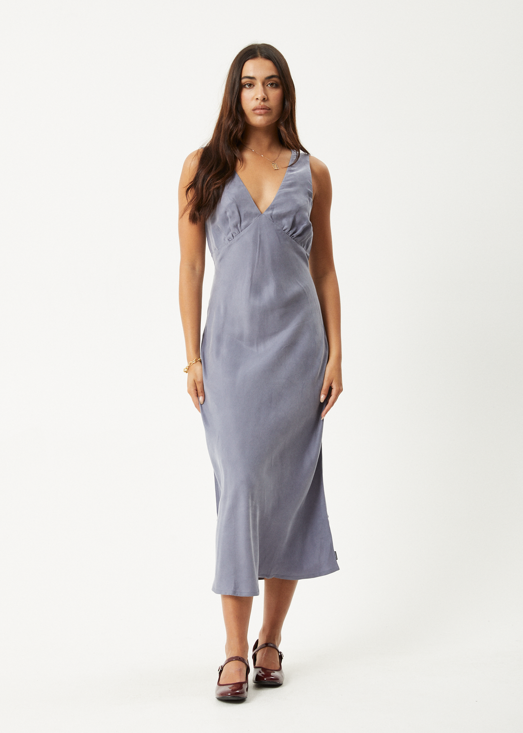 AFENDS Womens Gia - Cupro Maxi Dress - Marlin 