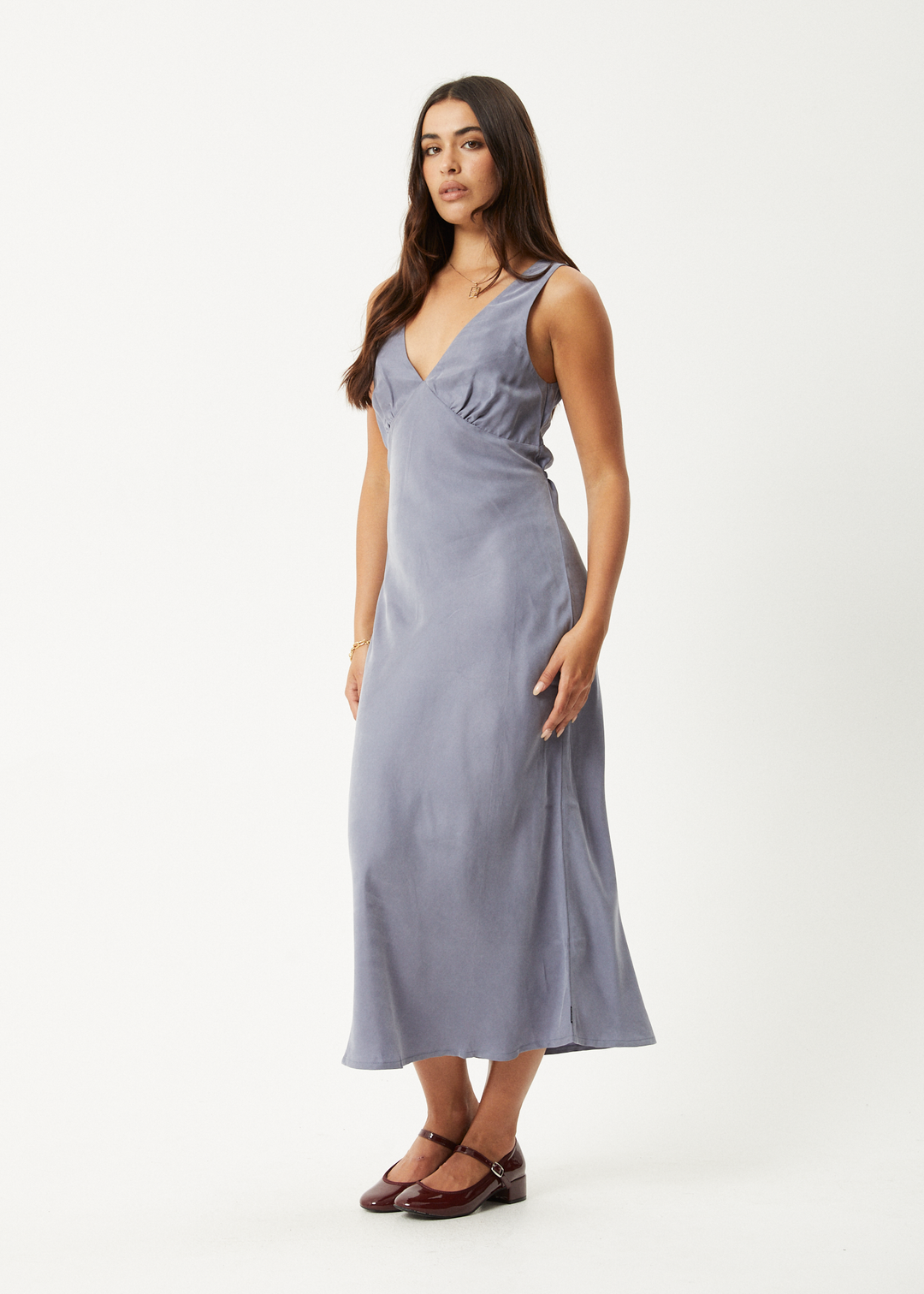 AFENDS Womens Gia - Cupro Maxi Dress - Marlin 