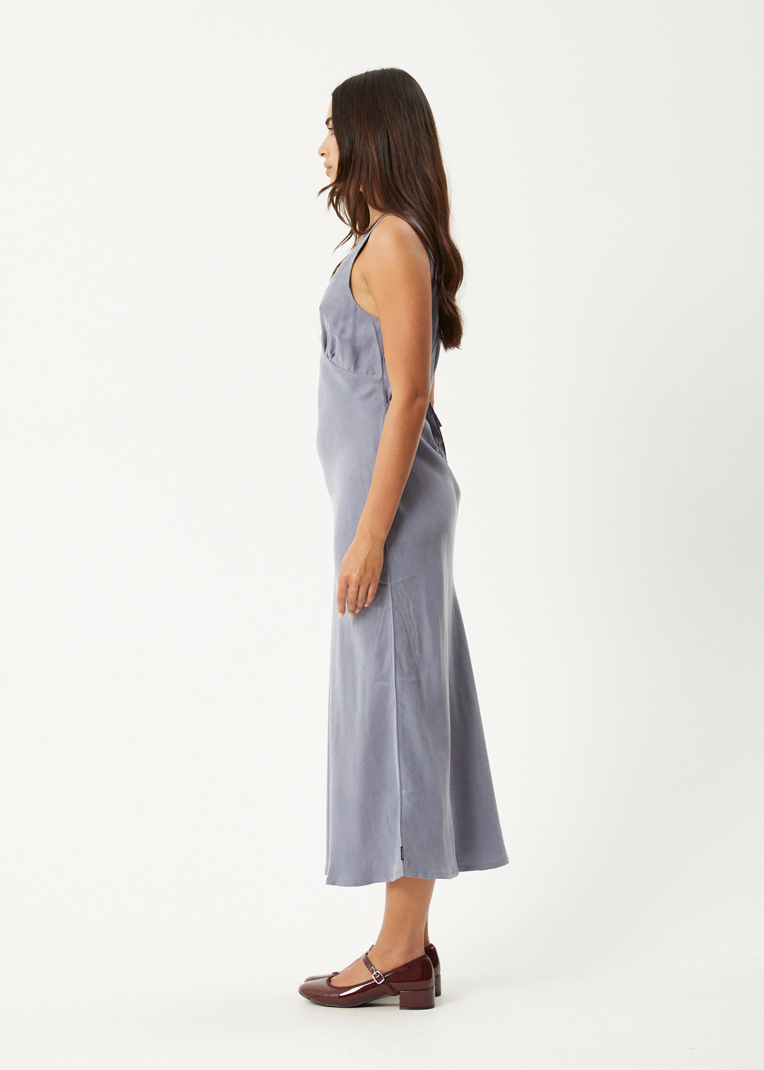 AFENDS Womens Gia - Cupro Maxi Dress - Marlin 