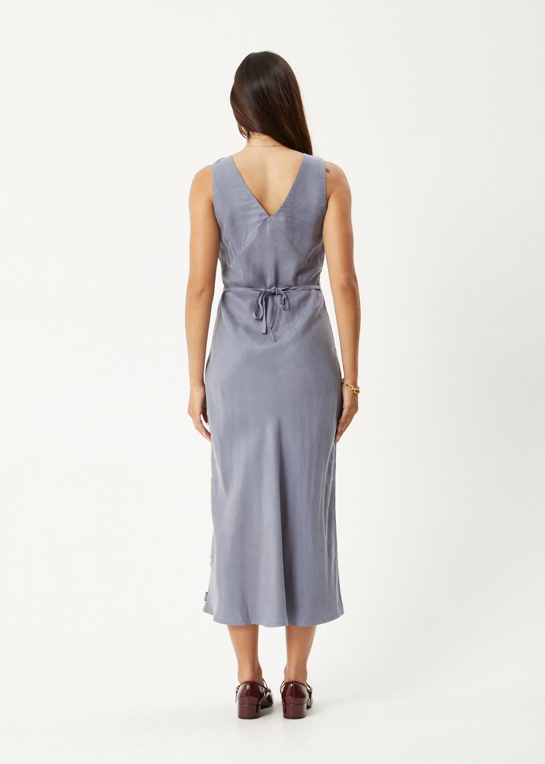 AFENDS Womens Gia - Cupro Maxi Dress - Marlin 