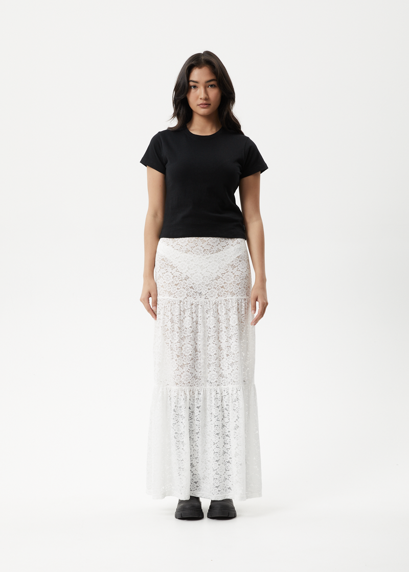 AFENDS Womens Poet - Lace Maxi Skirt - White