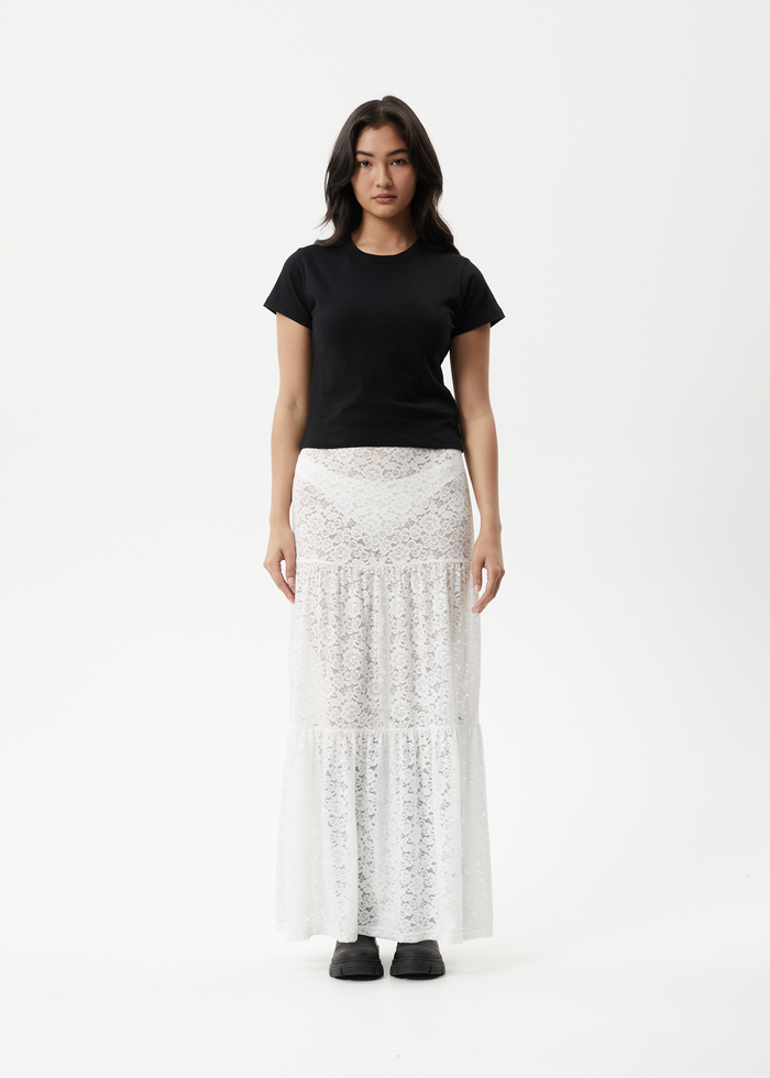 Afends Womens Poet - Lace Maxi Skirt - White 
