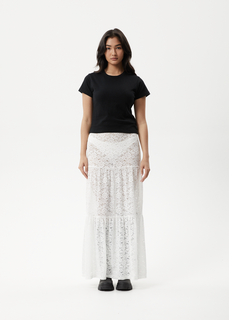 Afends Womens Poet - Lace Maxi Skirt - White