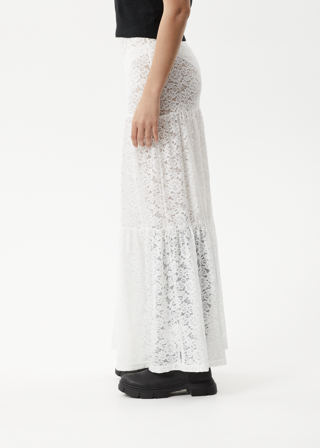 AFENDS Womens Poet - Lace Maxi Skirt - White 