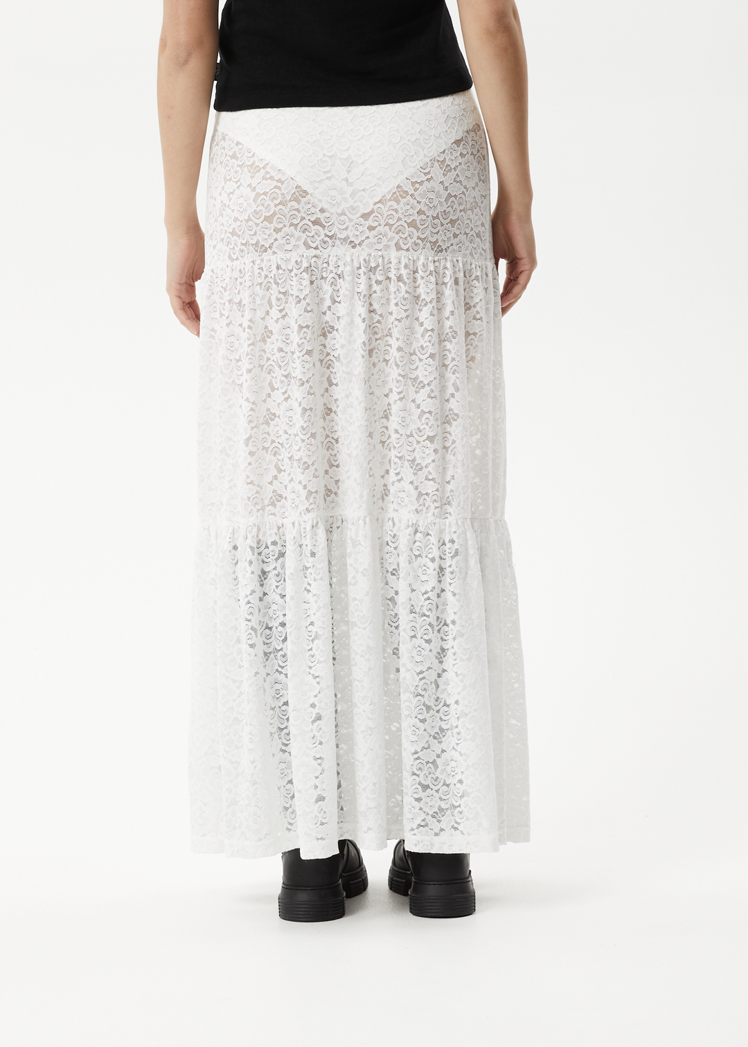 AFENDS Womens Poet - Lace Maxi Skirt - White 