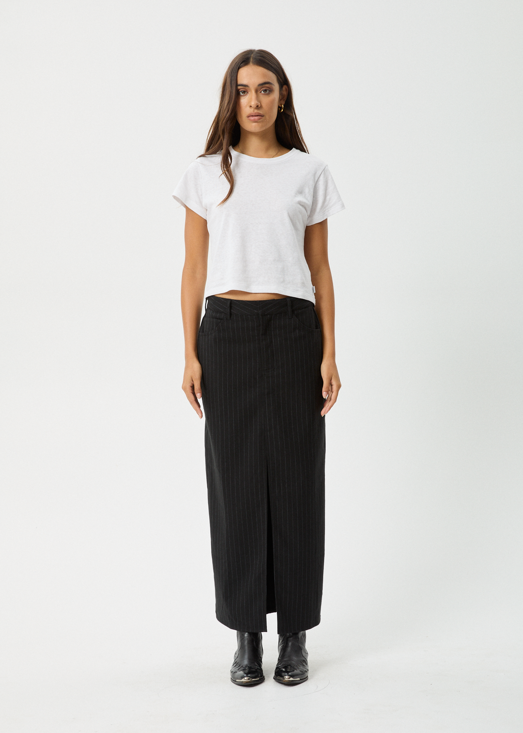 AFENDS Womens Business - Split Maxi Skirt - Black 