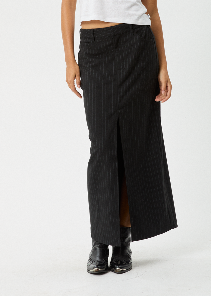 Afends Womens Business - Split Maxi Skirt - Black 